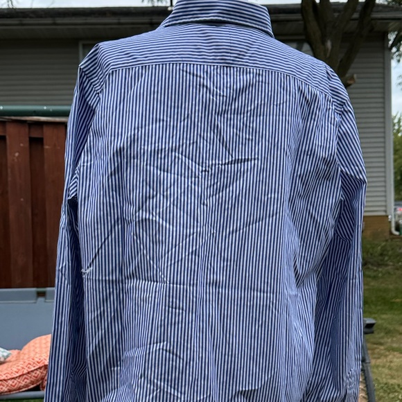 Ralph Lauren Navy and White Striped Button Down Shirt - Picture 3 of 4